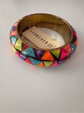 Forever 21 Neon Multicolor Triangle Enamel Bangle Bracelet